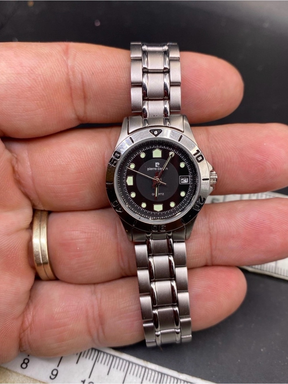 Pierre Cardin Silver Stainless Steel Watch with Black Dial